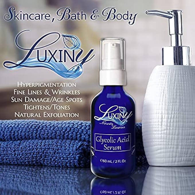 Luxiny GLYCOLIC ACID SERUM, AN ANTI AGING SERUM AND FACIAL EXFOLIATOR TO HELP EVEN SKIN TONE & REDUCE WRINKLES, A VEGAN SKIN CARE FACIAL SERUM WITH SOOTHING ALOE - FOR ALL SKIN TYPES, 2 OZ. - Image 3